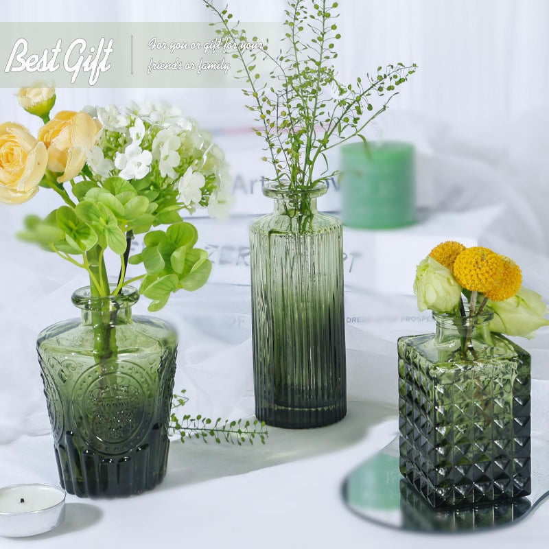 TBWIND Glass Bud Vase Set of 24, Small Green Flower Vases for Centerpieces in Bulk, Mini Vintage Vase for Wedding Decor, and Home Table DÃ©cor - Image 4