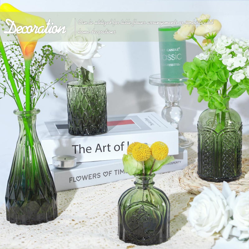 TBWIND Glass Bud Vase Set of 24, Small Green Flower Vases for Centerpieces in Bulk, Mini Vintage Vase for Wedding Decor, and Home Table DÃ©cor - Image 5
