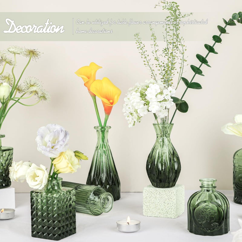 TBWIND Glass Bud Vase Set of 24, Small Green Flower Vases for Centerpieces in Bulk, Mini Vintage Vase for Wedding Decor, and Home Table DÃ©cor - Image 2