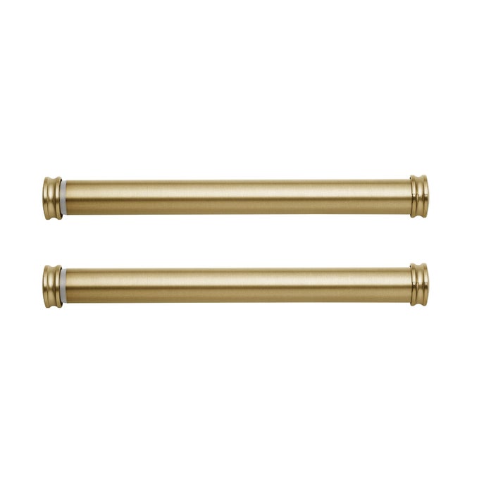 Premium Collection Side Mount 1 18 Diameter Curtain Rod Set of Two with Brushed Gold End Cap Finials and Steel Wall Mounted 12 to 20 Adjustable Curtain Rods Brushed Gold