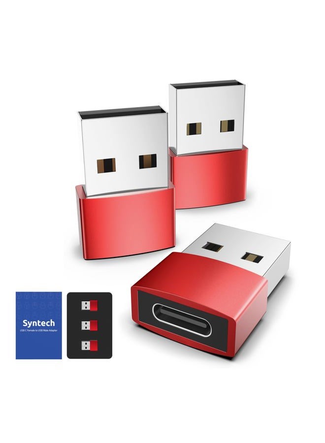 Syntech USB C Female to USB Male Adapter Pack of 3 Type C to USB A Converter Compatible with iPhone 15/14/13/12 Pro Max, Apple Watch Series 9/8/7, iPad Air Pro Samsung Galaxy S20 etc Red - Image 1
