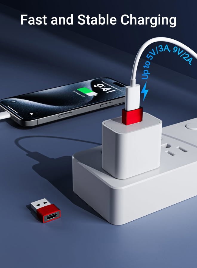 Syntech USB C Female to USB Male Adapter Pack of 3 Type C to USB A Converter Compatible with iPhone 15/14/13/12 Pro Max, Apple Watch Series 9/8/7, iPad Air Pro Samsung Galaxy S20 etc Red - Image 2