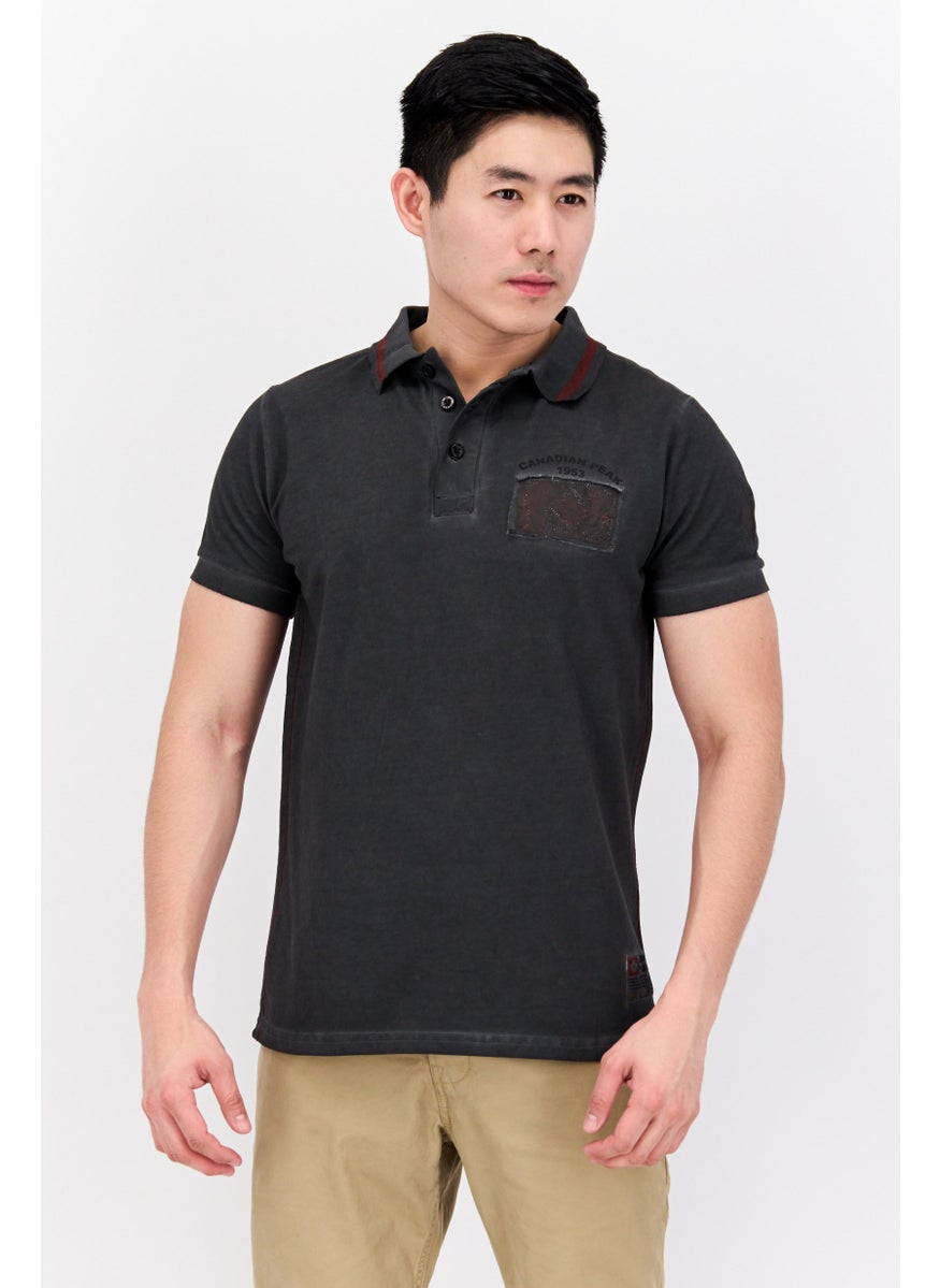Canadian Peak Men Regular Fit Short Sleeve Embroidered Polo Shirt, Black Wash  - Image 1
