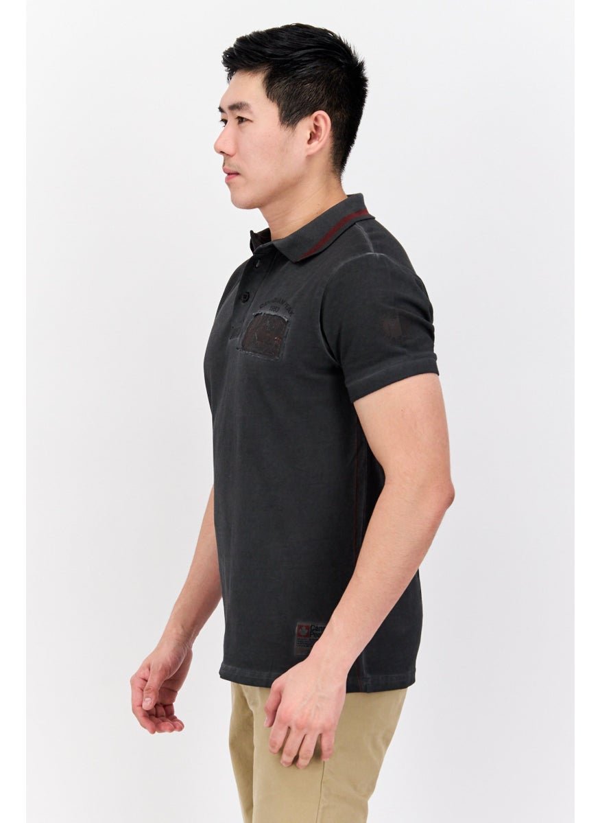 Canadian Peak Men Regular Fit Short Sleeve Embroidered Polo Shirt, Black Wash  - Image 3