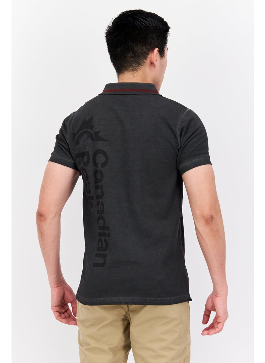 Canadian Peak Men Regular Fit Short Sleeve Embroidered Polo Shirt, Black Wash  - Image 4