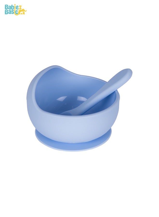 Babies Basic 2 Piece Baby Feeding Set With Silicone Suction Bowl And Silicone Spoon