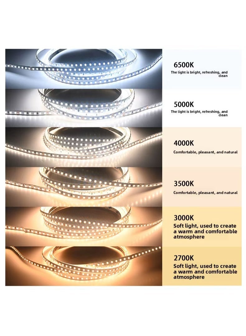 شريط إضاءة LED مرن عالي الجودة بطول 10 أمتار، 2835، 12 فولت، 120 مصباح LED/متر، 3000 كلفن، أبيض دافئ (بدون مشغل LED) - Image 2