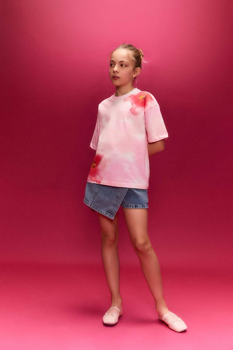 DeFacto Girl Oversize Floral T-Shirt