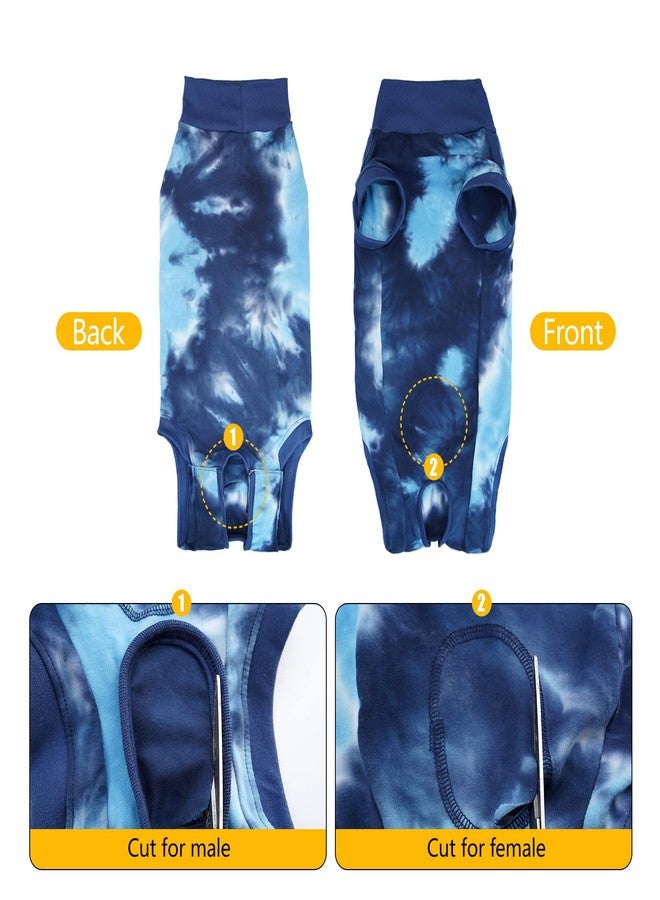 JOHNBOLIN Dog Recovery Suit, Spay Surgical Onesie for Female Dog, Body Suits After Surgery Anti-Licking, Tie-Dye Neuter Pet Recovery Shirt for Male Dogs Alternative E-Collar&Cone (Blue, Medium) - Image 3