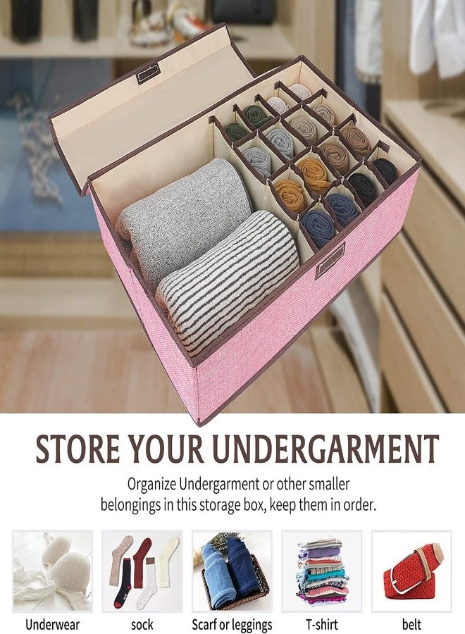 Cheet enterprise Foldable Underwear andBras Drawer Organizers and Socks Undergarments Storage Drawer Briefs,Ties, Panties (17 GRID, Plain Pink) - Image 3