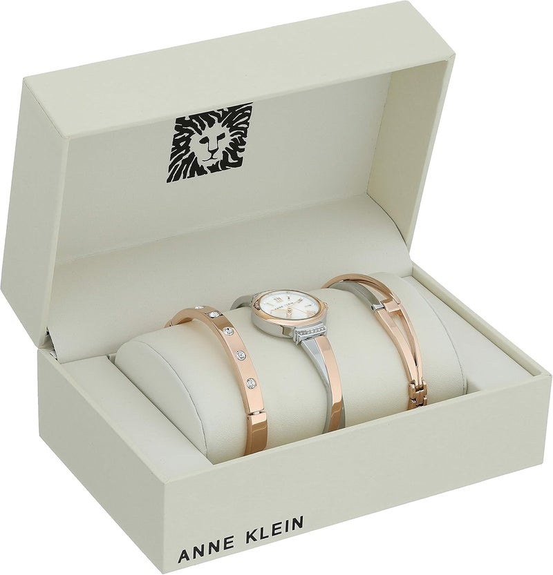 Anne Klein Women's Crystal Accented Bangle Watch Set - Image 2