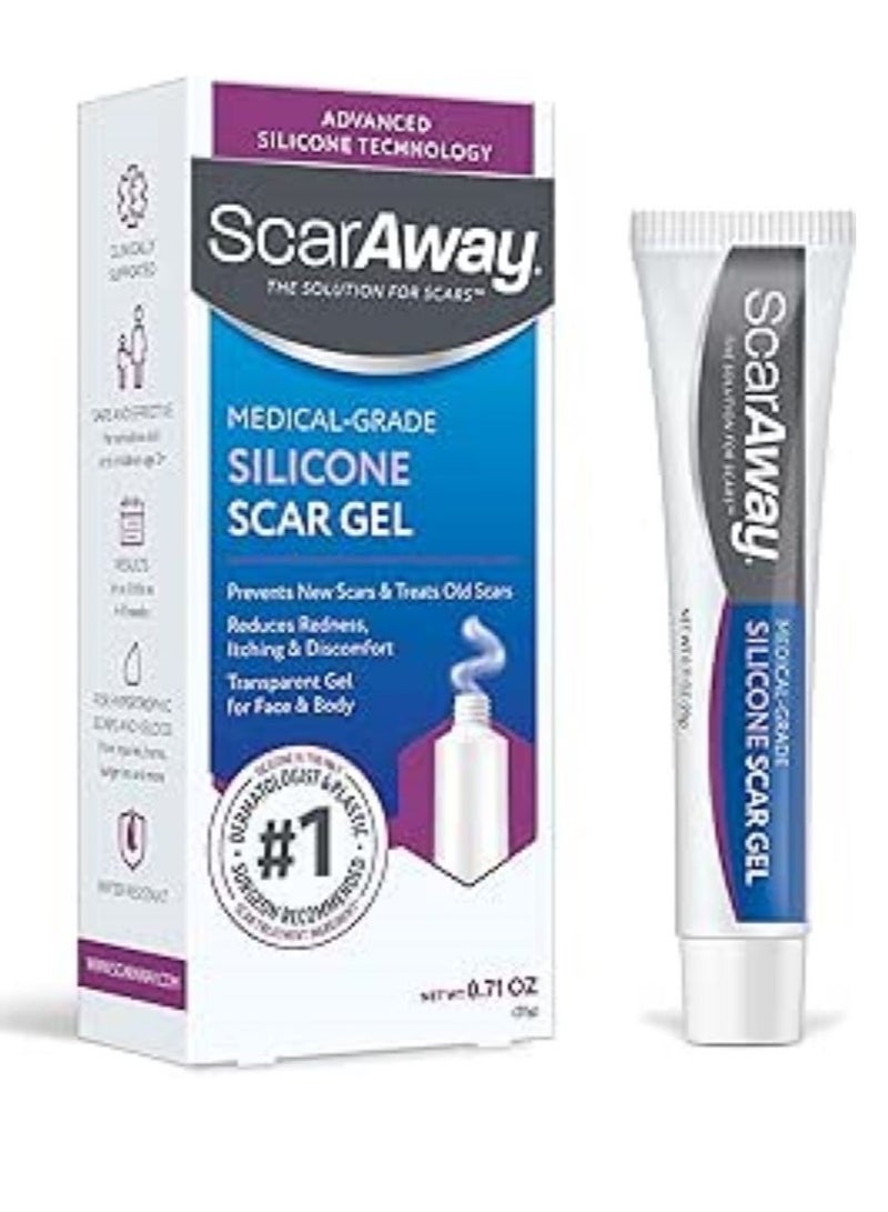 ScarAway 100% Medical-Grade Silicone Scar Gel for Face, Body, Surgical, Burn, Hypertrophic Scars, Keloids and Acne Scar Treatment, 0.71 Ounces, (20 Grams) - Image 1