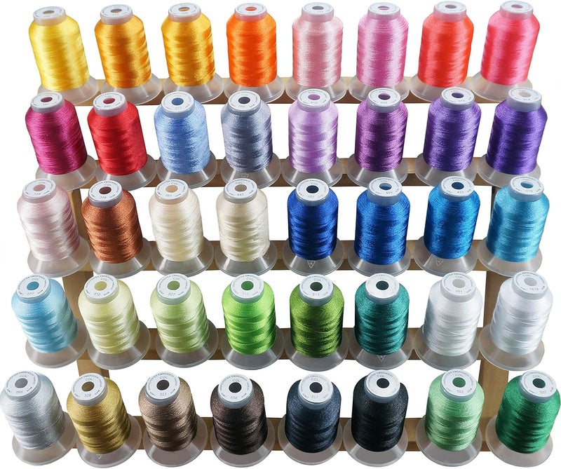 New brothread 40 Colors Compatible with Brother Polyester Embroidery Machine Thread Kit 500M (550Y) Each Spool Compatible with Brother Babylock Janome Singer Pfaff Bernina Embroidery & Sewing Machine - Image 1