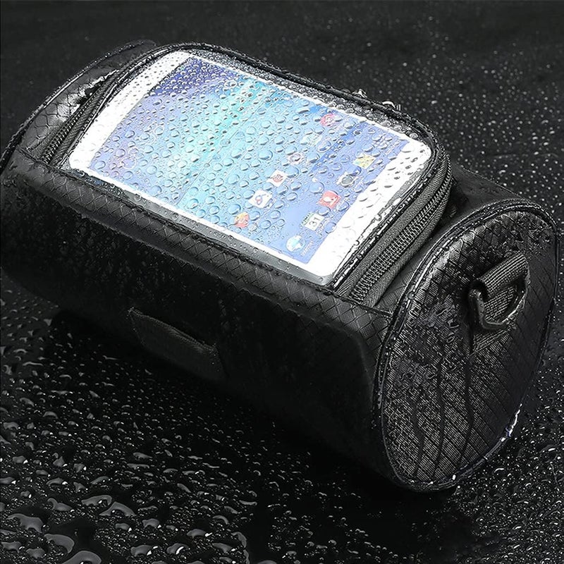 DOUBLE 2 C Bike Handlebar Bag, Waterproof Bicycle Front Storage Bag, Bike Phone Holder Accessories, Transparent Pouch Touch Screen with Removable Shoulder Strap for Dirt Bikes, Road Bikes, Mountain Bikes - Image 2