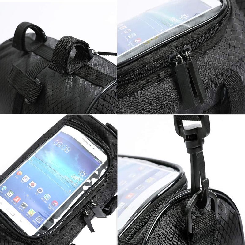 DOUBLE 2 C Bike Handlebar Bag, Waterproof Bicycle Front Storage Bag, Bike Phone Holder Accessories, Transparent Pouch Touch Screen with Removable Shoulder Strap for Dirt Bikes, Road Bikes, Mountain Bikes - Image 3