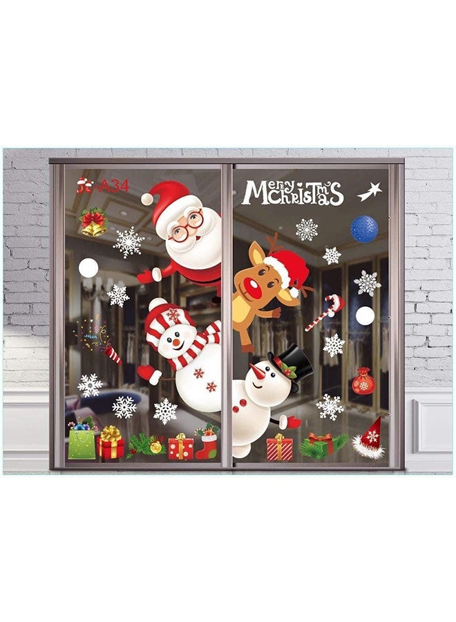 JCB CHIC ملصقات نوافذ عيد الميلاد DIY إكليل الثلج رقاقات الثلج بابا نويل شجرة عيد الميلاد ملصقات جدارية للباب ملصقات ثابتة للواجهة زينة حفلات الشتاء - Image 3