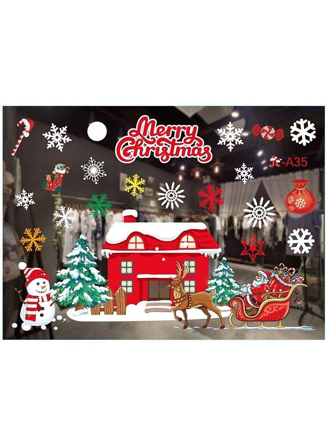 JCB CHIC ملصقات نوافذ عيد الميلاد DIY إكليل الثلج رقاقات الثلج بابا نويل شجرة عيد الميلاد ملصقات جدارية للباب ملصقات ثابتة للواجهة زينة حفلات الشتاء - Image 5