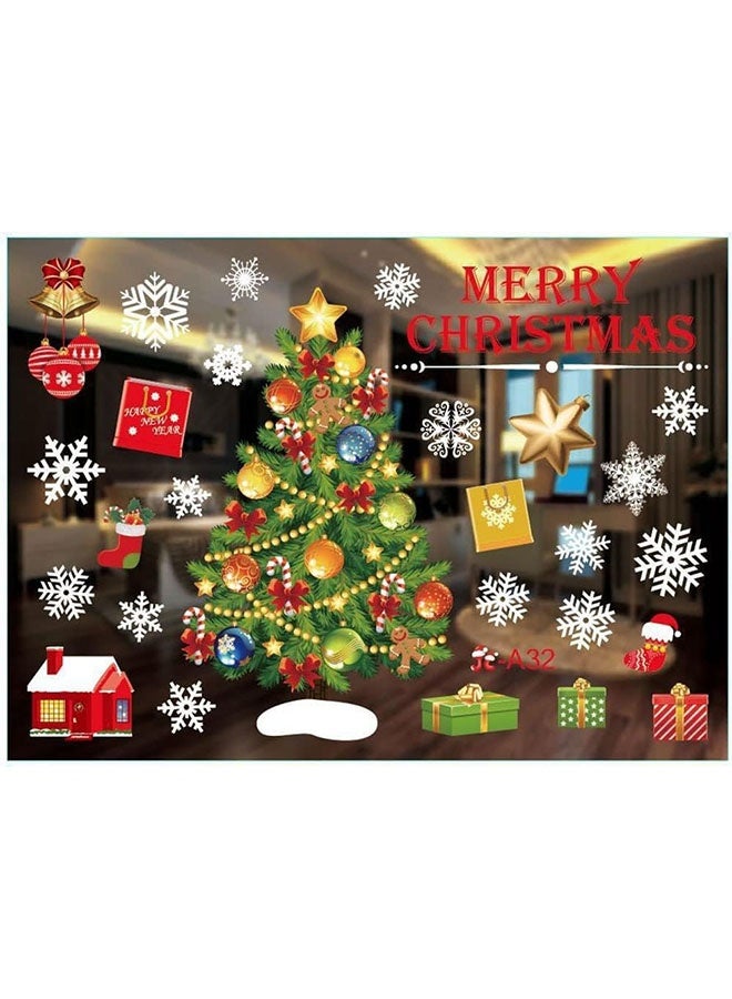 JCB CHIC ملصقات نوافذ عيد الميلاد DIY إكليل الثلج رقاقات الثلج بابا نويل شجرة عيد الميلاد ملصقات جدارية للباب ملصقات ثابتة للواجهة زينة حفلات الشتاء - Image 4