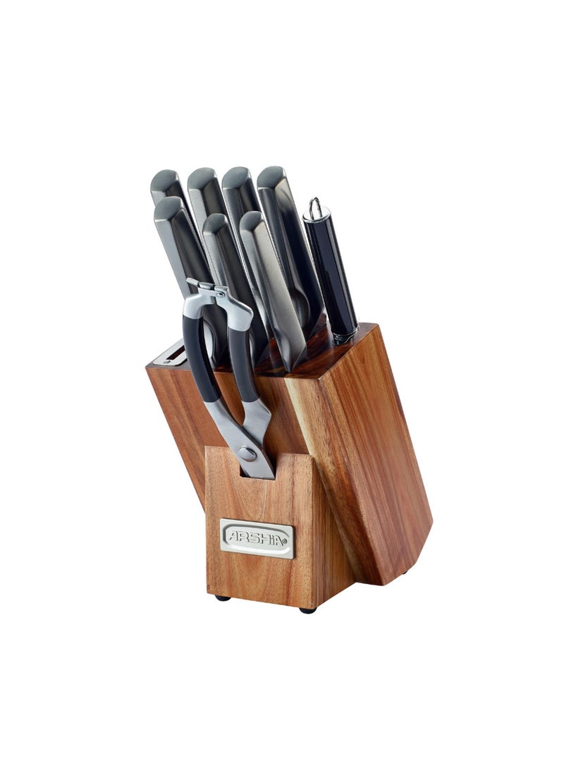 Arshia 10-piece titanium knife set, shaped from Arshia wood  - Image 1