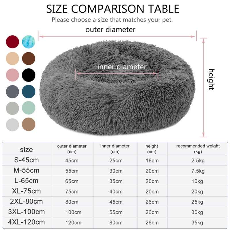 Round Pet Bed: Diameter 65cm Cozy Curling Space - Raised Edges Offer Head Neck Support Orthopedic Pet Bed for Small to Medium Dogs and Cats in Pink - Image 2