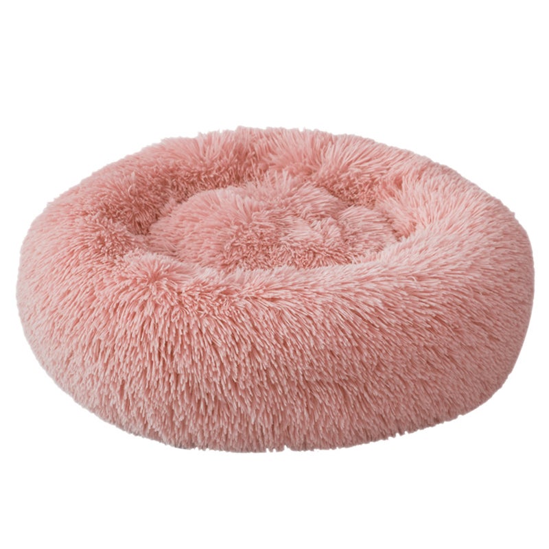 Round Pet Bed: Diameter 65cm Cozy Curling Space - Raised Edges Offer Head Neck Support Orthopedic Pet Bed for Small to Medium Dogs and Cats in Pink - Image 1