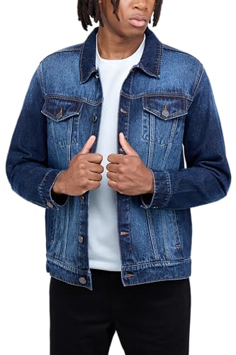 X RAY Mens Denim Jacket, Washed Ripped Distressed Flex Stretch Casual Trucker Biker Jeans Jacket for Men, Indigo, Medium - Image 5