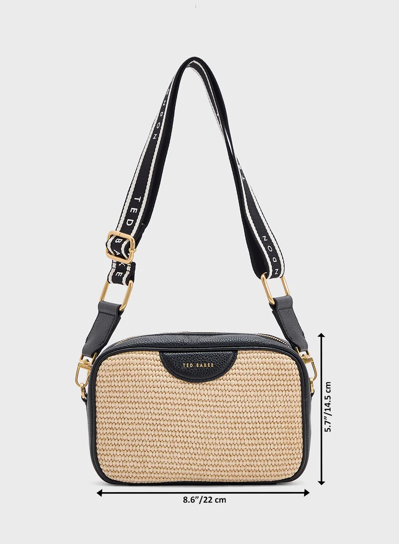 Ted Baker BARDAS Webbing Faux Raffia Camera Crossbody Bag