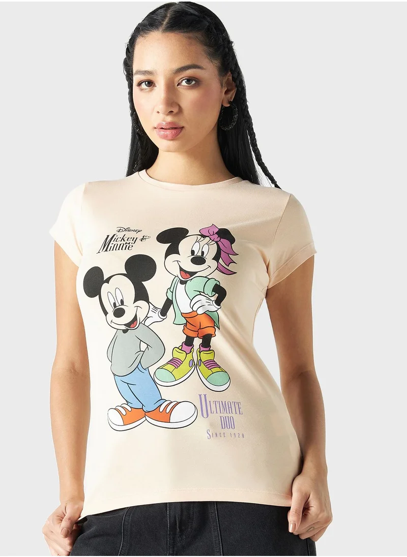 اس بي كاركترز Mickey Mouse Print T-Shirt