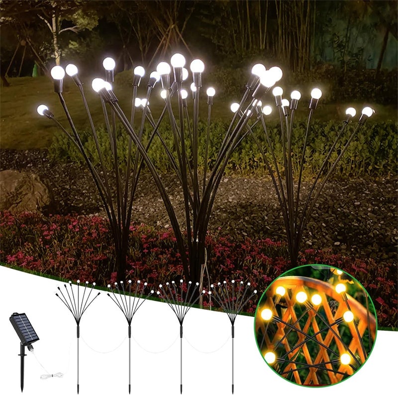 كلاراكو أضواء كلاركو الشمسية على شكل يراعة، مصابيح حدائق شمسية، 8 مصابيح LED متأرجحة على شكل نجمة، تتأرجح بفعل الرياح، مقاومة للماء مع جهاز تحكم عن بعد، 8 أوضاع إضاءة، مصابيح خارجية تعمل بالطاقة الشمسية للزينة - Image 3