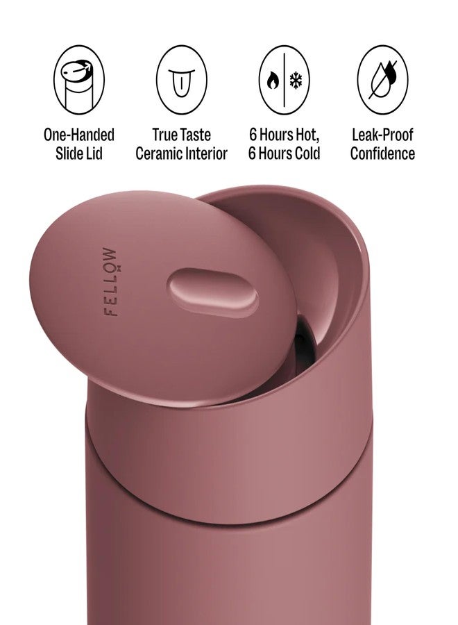 Fellow 12 oz Carter Slide Travel Mug - One-Handed Slide Lid, Vacuum Insulated Stainless Steel Tumbler with Ceramic Interior for Hot and Cold Drinks, Leak-Proof and Dishwasher Safe, Desert Rose - Image 2