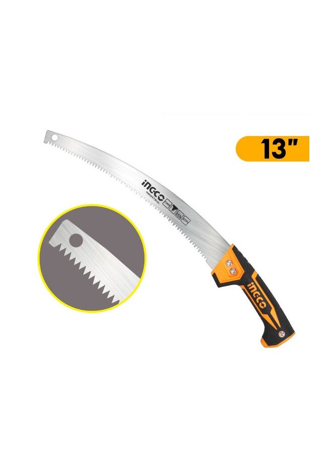 INGCO - 13-inch Pruning Saw, 65Mn Material, 6TPI, Triple Teeth (Precision ground teeth 3 edges), Precision Ground, Fast Cut, Model: HPS33028C - Image 1