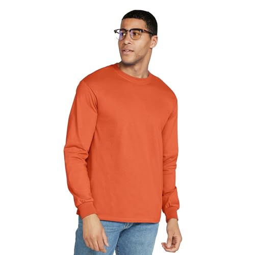 Gildan Mens Ultra Cotton Long Sleeve TShirt Style G2400 Multipack Orange 2Pack XLarge - Image 3