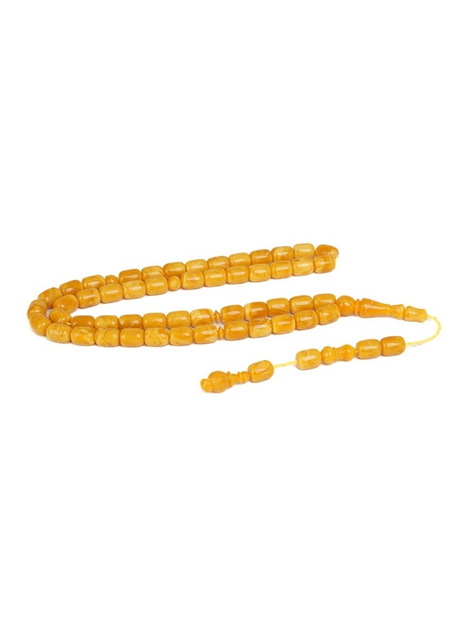 R.S Polish Amber Dust Prayer Beads, Barrel Shape, 51 Saffron Marbled Beads - Image 5