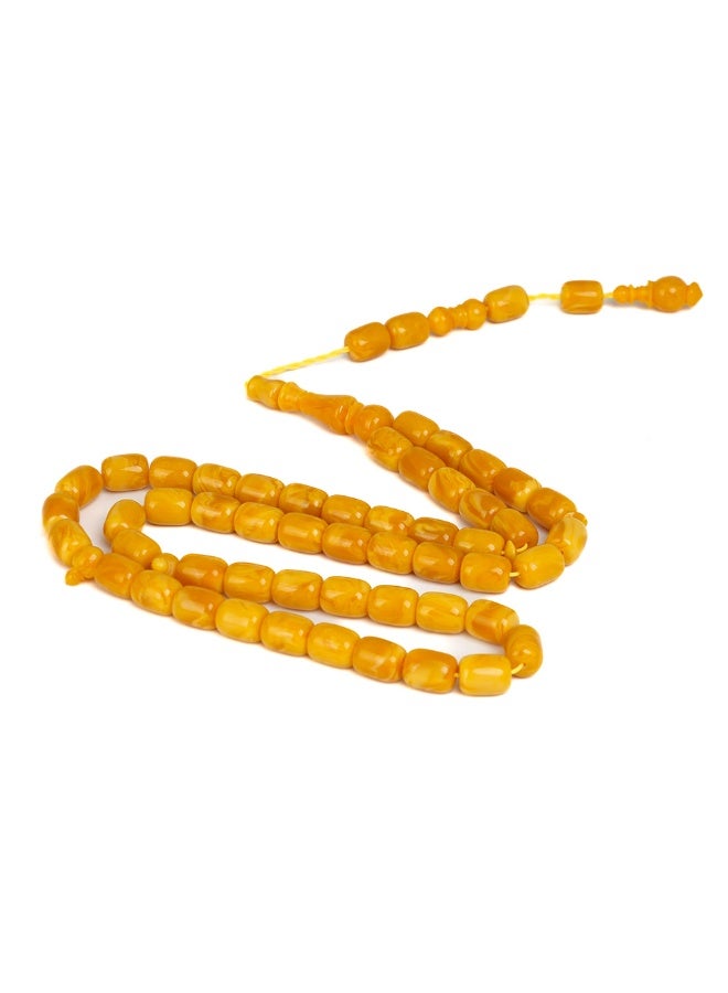 R.S Polish Amber Dust Prayer Beads, Barrel Shape, 51 Saffron Marbled Beads - Image 1