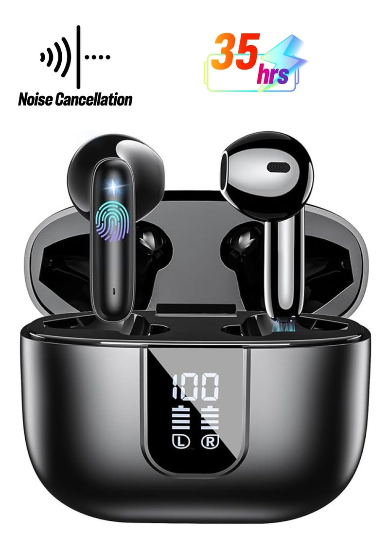 X-level - Wireless Earbuds Bluetooth 5.4, in Ear buds 6 Mic ENC Noise Cancelling for Clearer Call, Earphones Deep Bass Stereo, LED Power Display 35H Playtime IP7 Waterproof Sport Headphones for Android iOS Coal ﻿ - Image 1