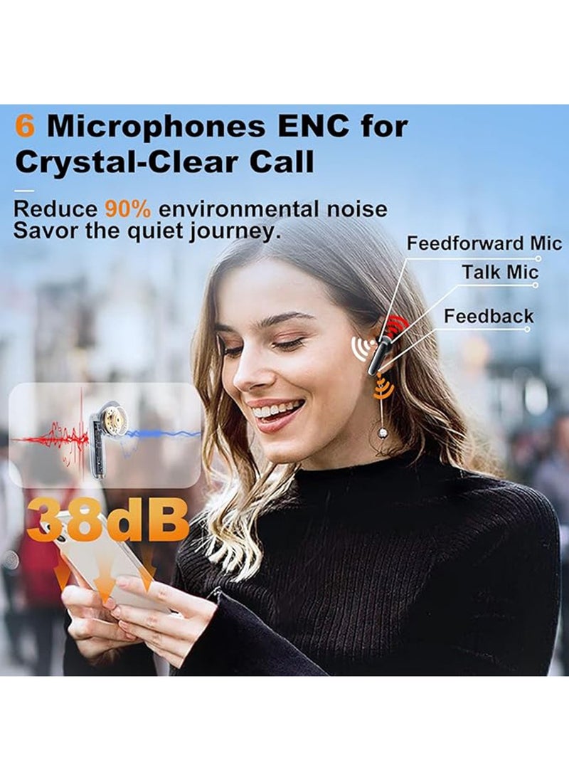 X-level - Wireless Earbuds Bluetooth 5.4, in Ear buds 6 Mic ENC Noise Cancelling for Clearer Call, Earphones Deep Bass Stereo, LED Power Display 35H Playtime IP7 Waterproof Sport Headphones for Android iOS Coal ﻿ - Image 1