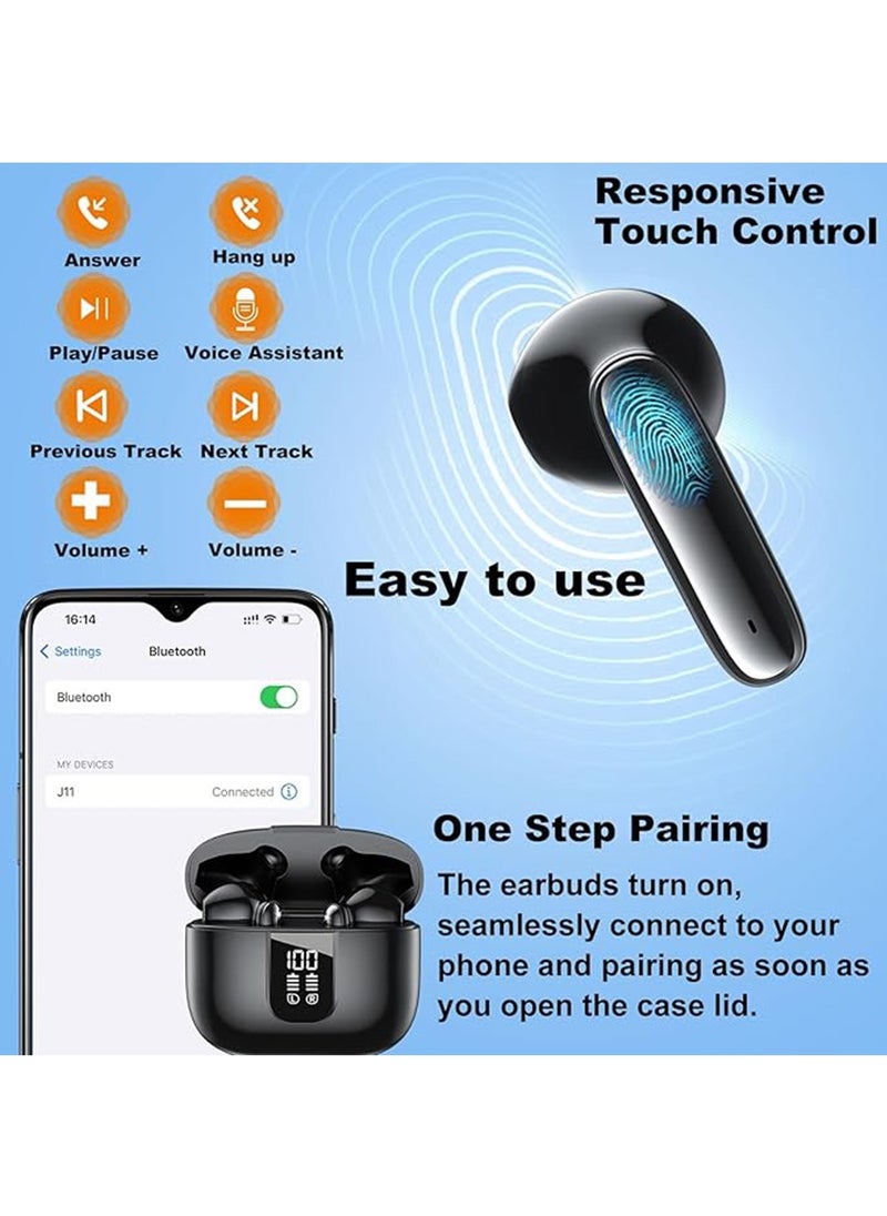 X-level - Wireless Earbuds Bluetooth 5.4, in Ear buds 6 Mic ENC Noise Cancelling for Clearer Call, Earphones Deep Bass Stereo, LED Power Display 35H Playtime IP7 Waterproof Sport Headphones for Android iOS Coal ﻿ - Image 1