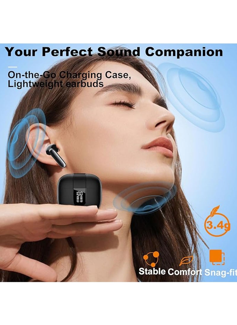 X-level - Wireless Earbuds Bluetooth 5.4, in Ear buds 6 Mic ENC Noise Cancelling for Clearer Call, Earphones Deep Bass Stereo, LED Power Display 35H Playtime IP7 Waterproof Sport Headphones for Android iOS Coal ﻿ - Image 1