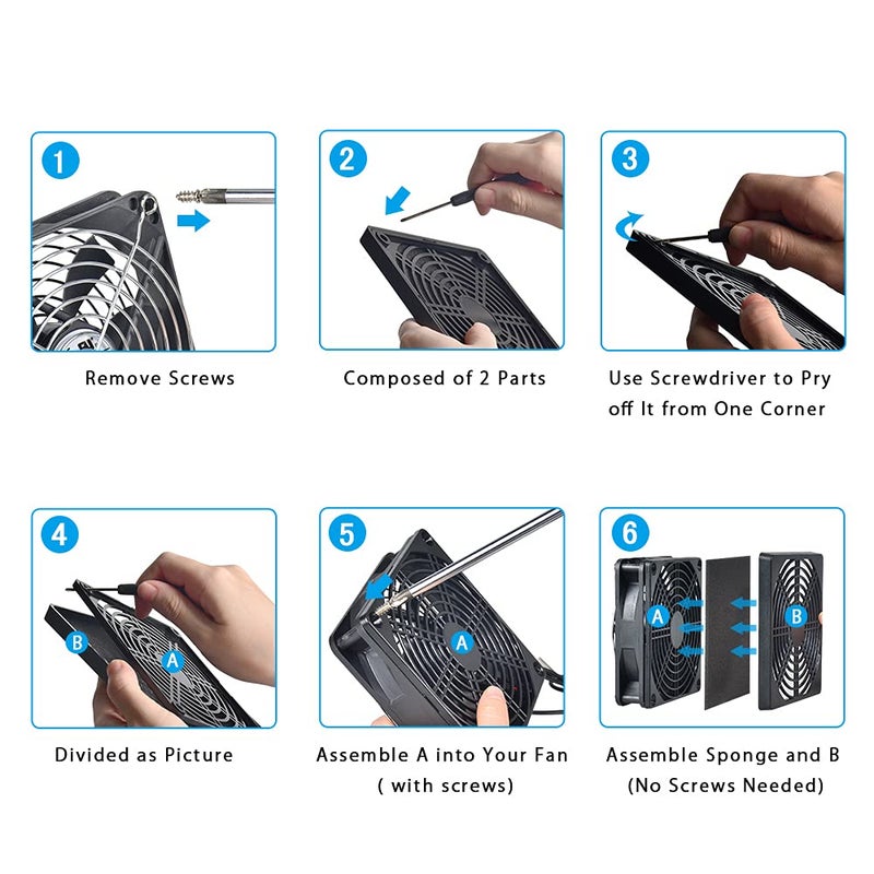 ELUTENG 120mm Fan Filter 2 Pack IP40 Dustproof Blower Guard ABS Computer Ventilator Grill 12cm Fan Mesh Cover Tool-Free Fan Strainer Compatible for 120x120 Case Fan USB Cooling Fan - Image 4