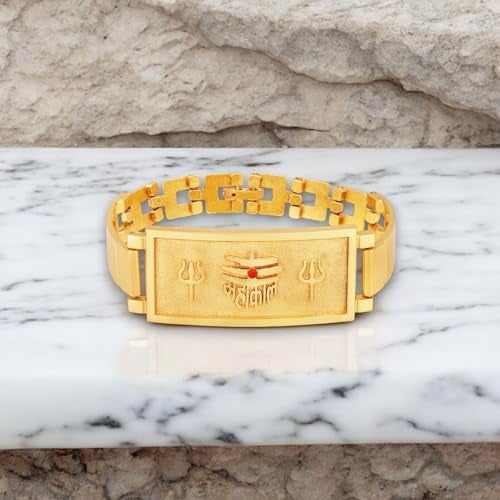 Mahi Mahakal and Trishul Broad Bracelet Kada for Men (BR1101010G) - Image 3