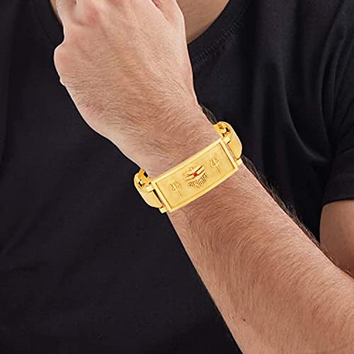 Mahi Mahakal and Trishul Broad Bracelet Kada for Men (BR1101010G) - Image 2