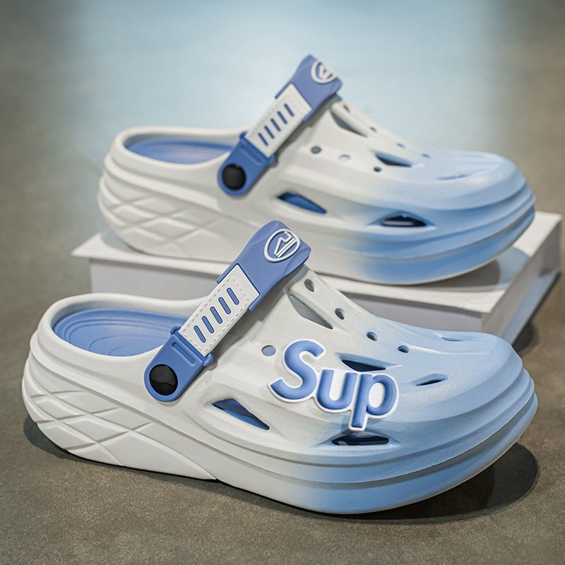 Gradient Color Slippers For Men'S Summer Outer Wear Sports Non-Slip Thick-Soled Driving Large Size Dual-Purpose Beach Toe Sandals - Image 1