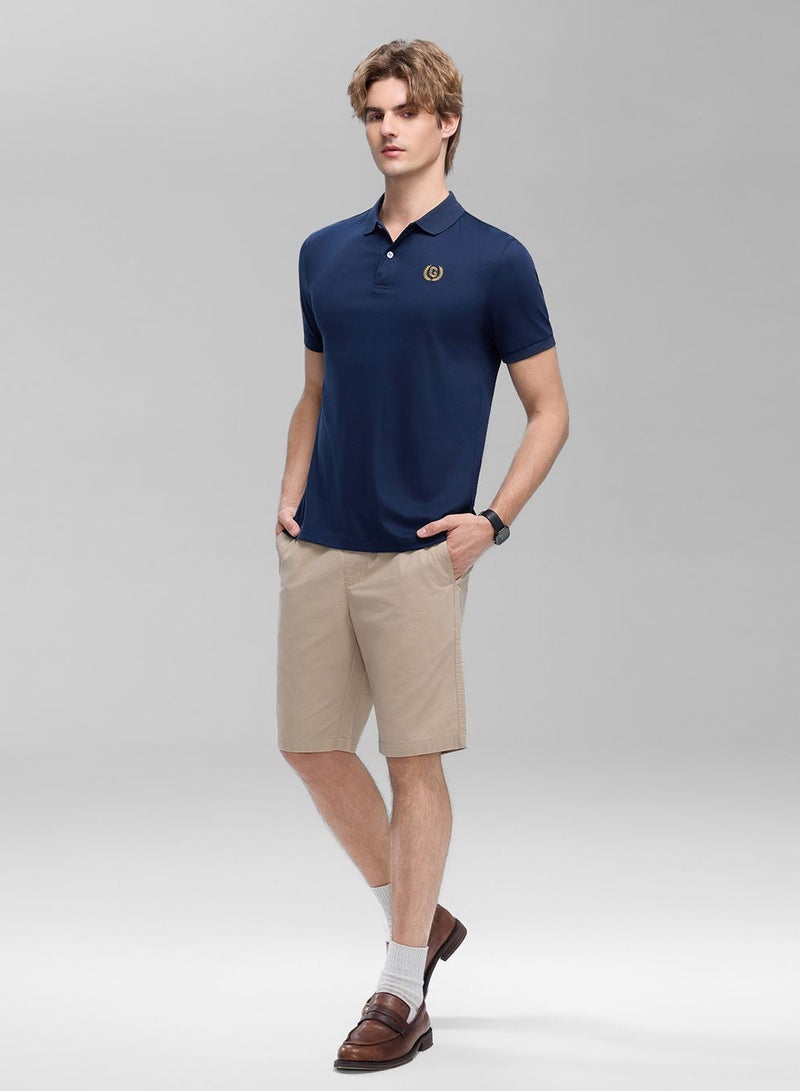 GIORDANO تي شيرت بولو قطن إنترلوك سليم فيت للرجال بتشطيب سائل - Image 2