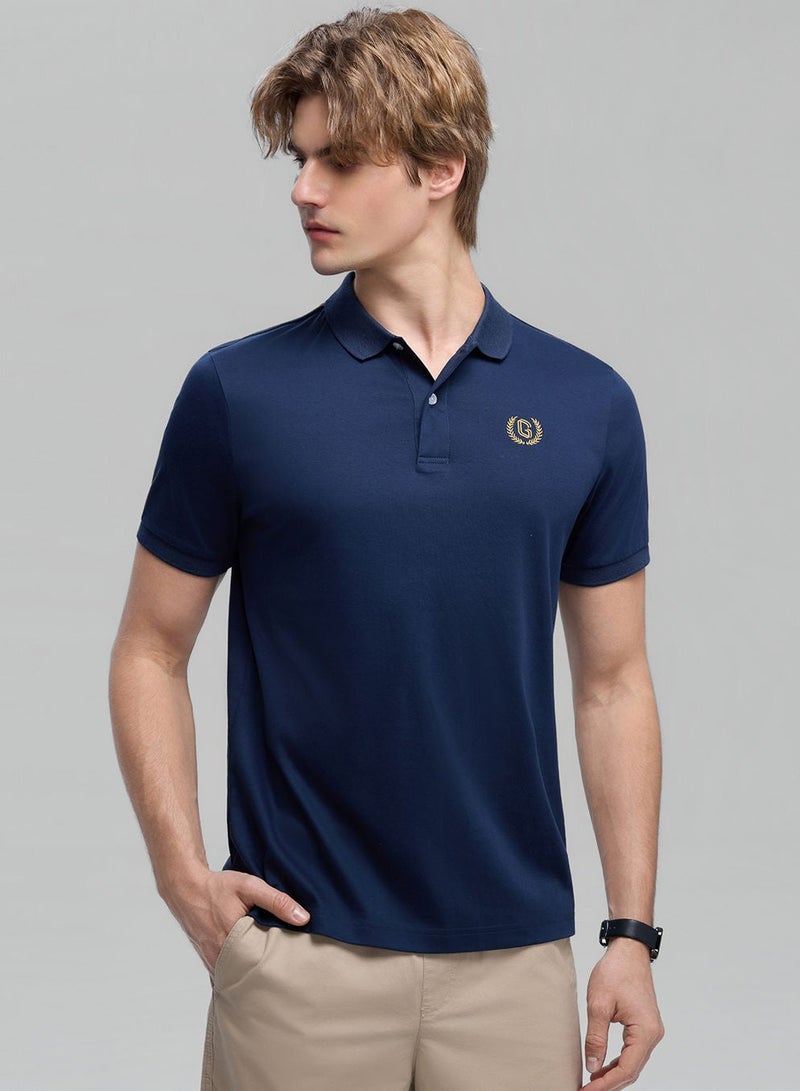 GIORDANO تي شيرت بولو قطن إنترلوك سليم فيت للرجال بتشطيب سائل - Image 1