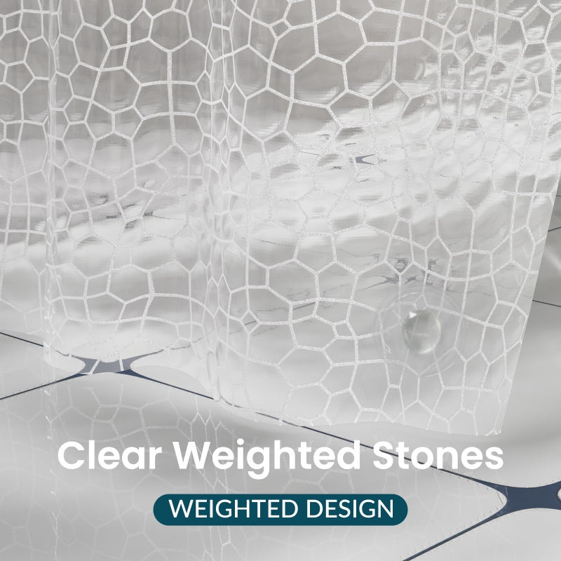 Titanker Clear Shower Curtain Liner with Water Cube, Medium Weight Plastic Shower Liner PEVA Waterproof Shower Curtains for Bathroom with Big Stones and Grommets, 72x72 Inches - Image 5