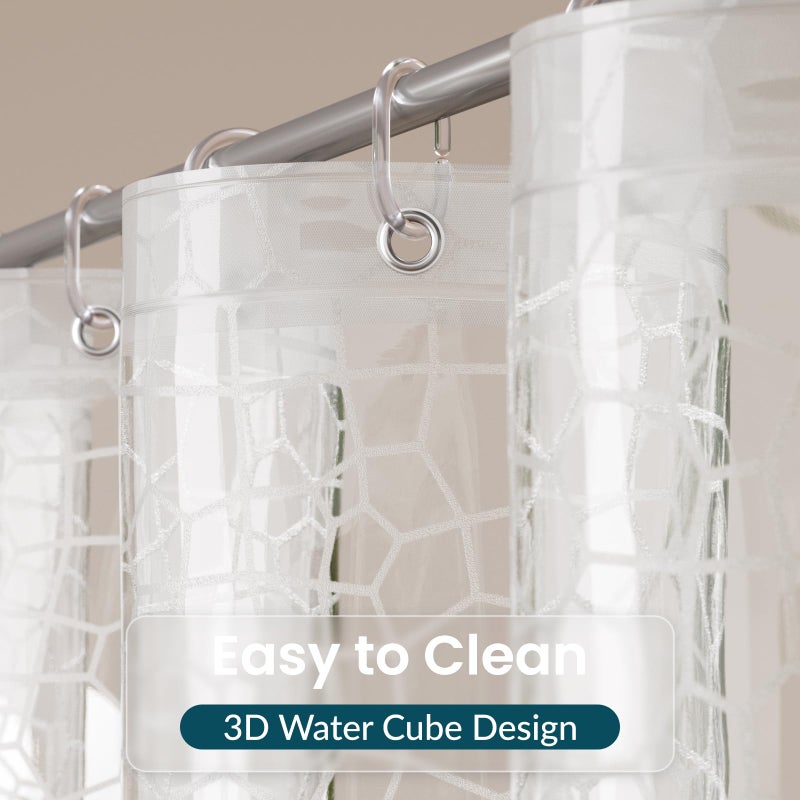 Titanker Clear Shower Curtain Liner with Water Cube, Medium Weight Plastic Shower Liner PEVA Waterproof Shower Curtains for Bathroom with Big Stones and Grommets, 72x72 Inches - Image 3