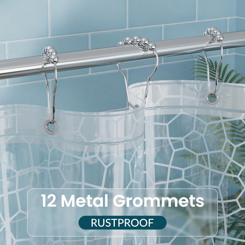 Titanker Clear Shower Curtain Liner with Water Cube, Medium Weight Plastic Shower Liner PEVA Waterproof Shower Curtains for Bathroom with Big Stones and Grommets, 72x72 Inches - Image 4