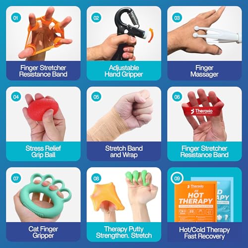 Theravio Hand Therapy Equipment for Rehabilitation and Recovery Hand Therapy Kit with Grip Strength Trainer Finger Strengthener Exercise Balls for Arthritis Carpal Tunnel and Physical Therapy by Theravio - Image 5