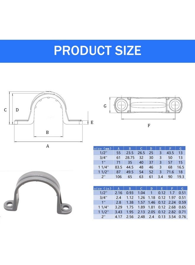 BENLIUDH 3/4 Inch PVC Pipe Strap, 2-Holes Conduit Pipe Clamps Plastic Pipe Supports (20 Pcs) - Image 4