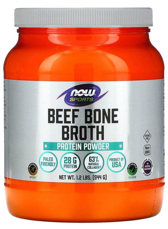 now مسحوق بروتين مرق عظام البقر الرياضي 1.2 رطل (544 جرام)